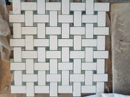 Carrara Beyaz Banyo Mermer Mozaik Karo Chevron Desen SGS Standart