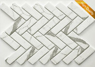 Beyaz Cararra Mermer Mozaik Karo Balık Kemik Şekilli 31 X 98 X 6mm Çip Boyutu