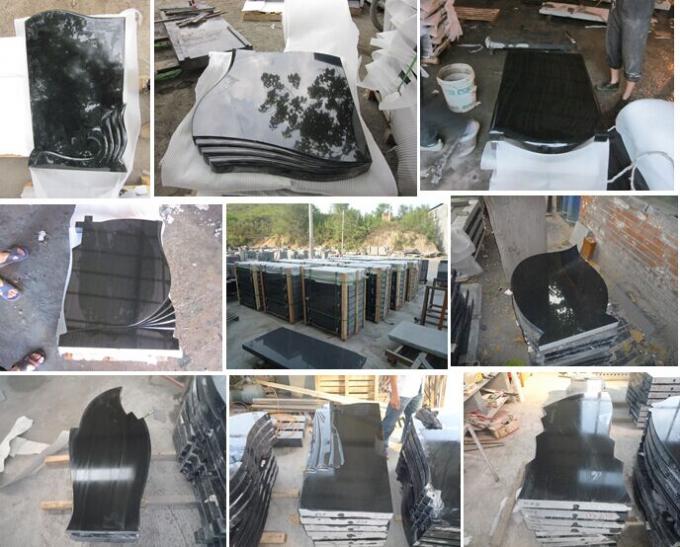 Çin Mezarlık için Süper Jet Hebei Siyah Granit Mezar Taşı